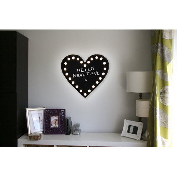 Symple Stuff LED Love Heart Light Wall Mounted Chalkboard